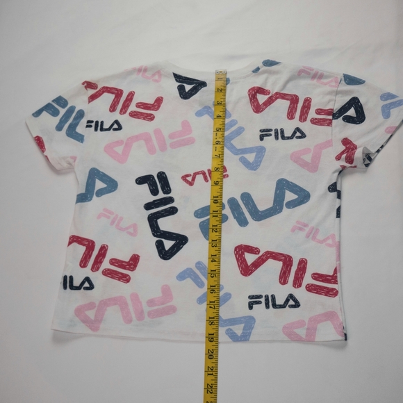 Fila Big Girl's Large 14/16 White Multicolored Logo Short Sleeve Tee - Picture 12 of 12